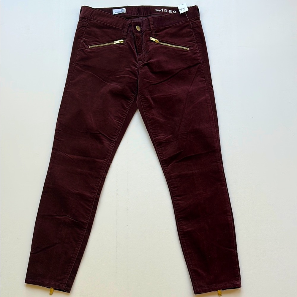 Gap 1969 Always Skinny Zippered Jeans In Velvet-NWT- Cherrywood Red- Size 30(10)